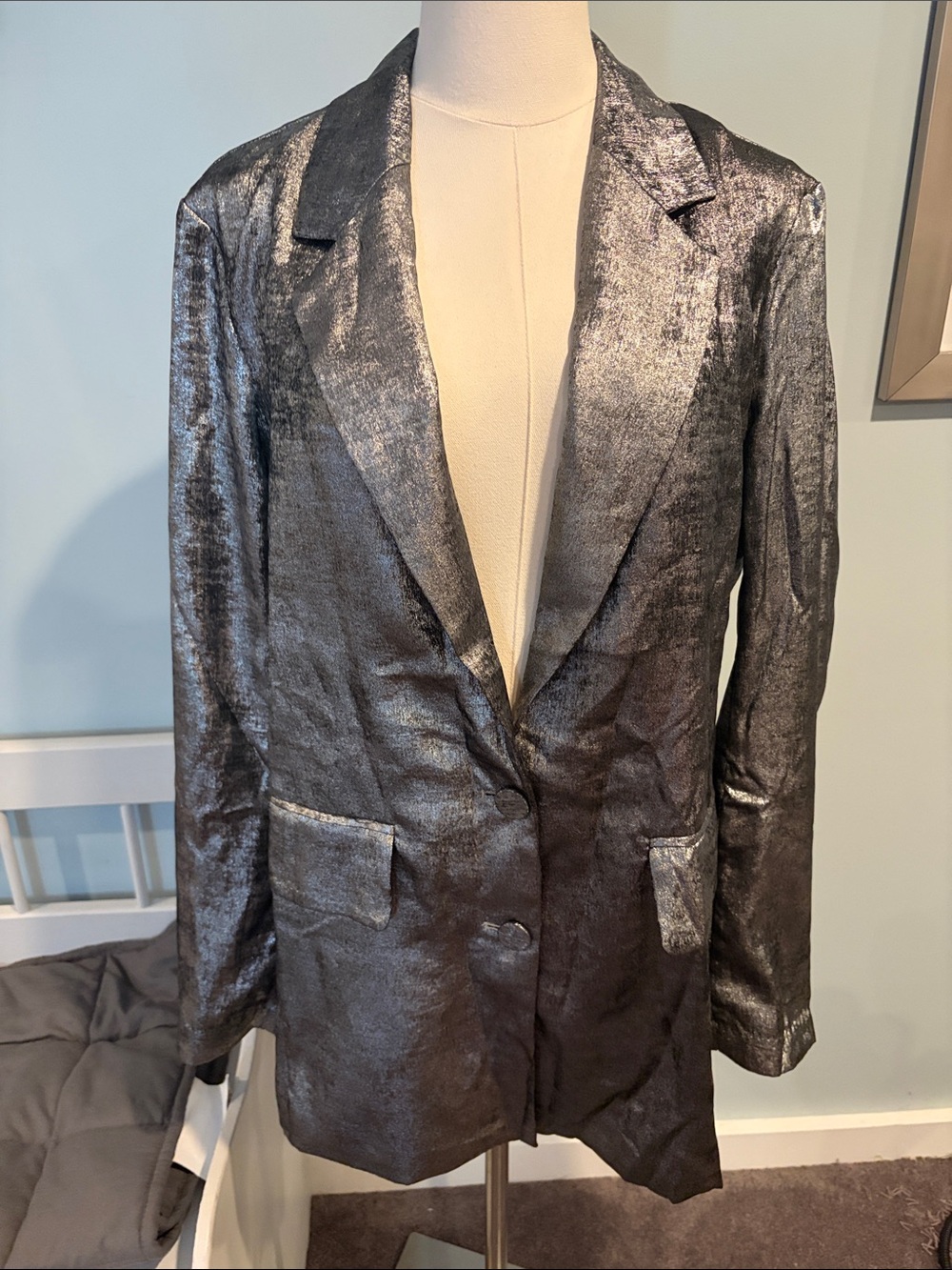 NWT silver metallic blazer